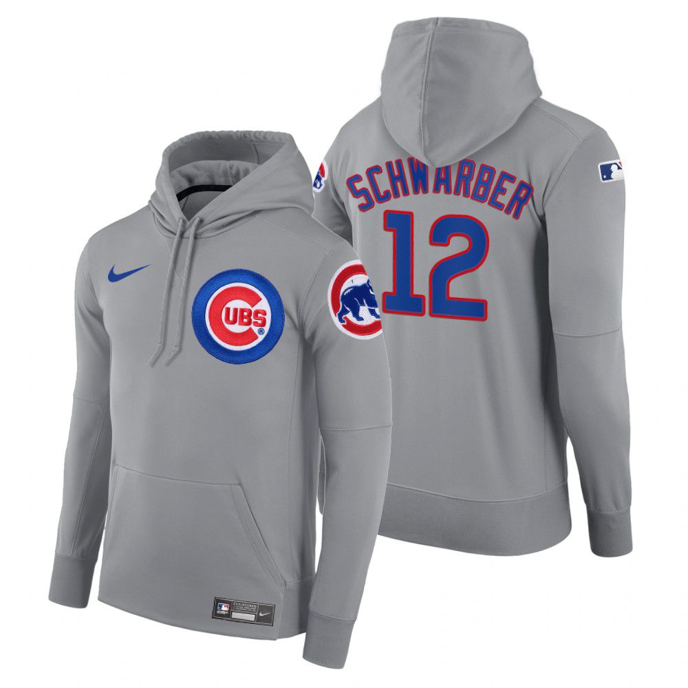 Men Chicago Cubs #12 Schwarber gray road hoodie 2021 MLB Nike Jerseys->chicago cubs->MLB Jersey